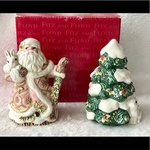 Fitz & Floyd | Snowy Woods Santa Salt Pepper Shakers
